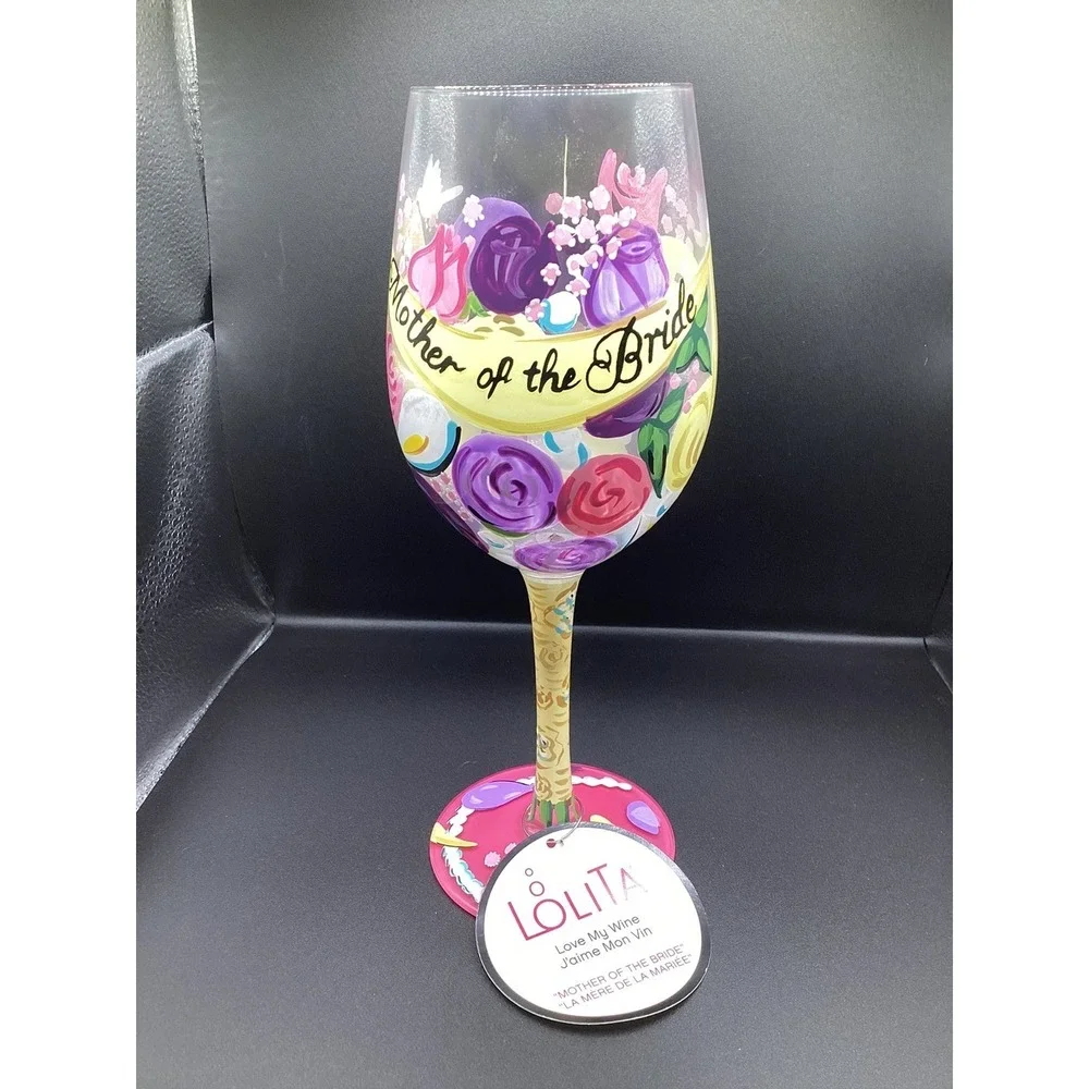 Lot Of 4 Lolita Wedding Wine Glasses-Bride Bachelorette Bridesmaid Mother Of Bri